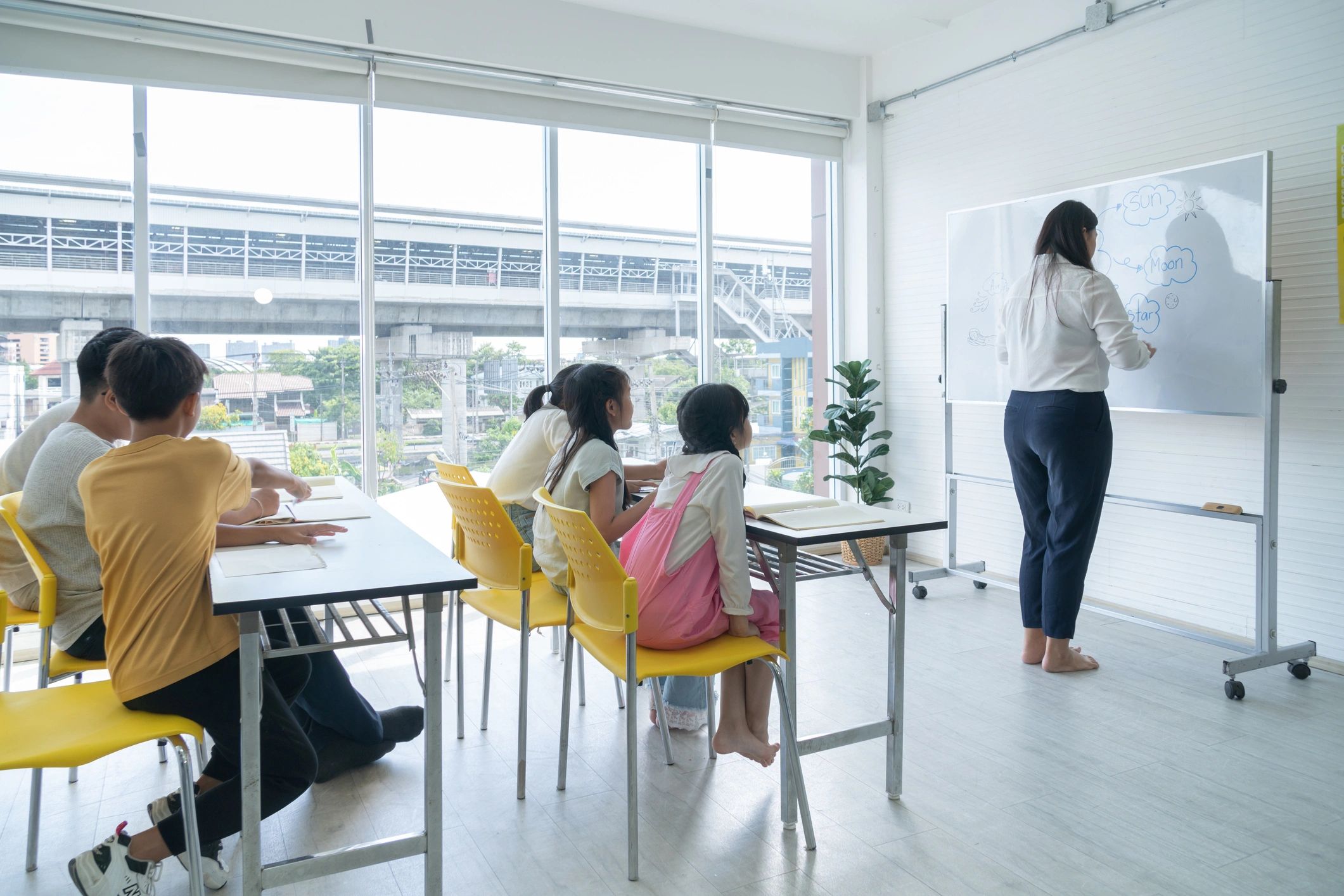 Students in a classroom learning together
